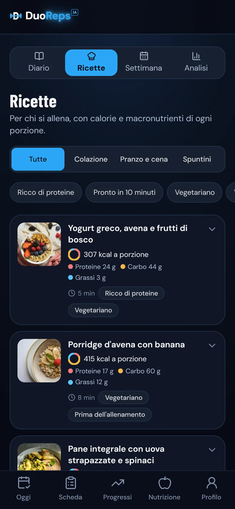 Ricette per chi si allena