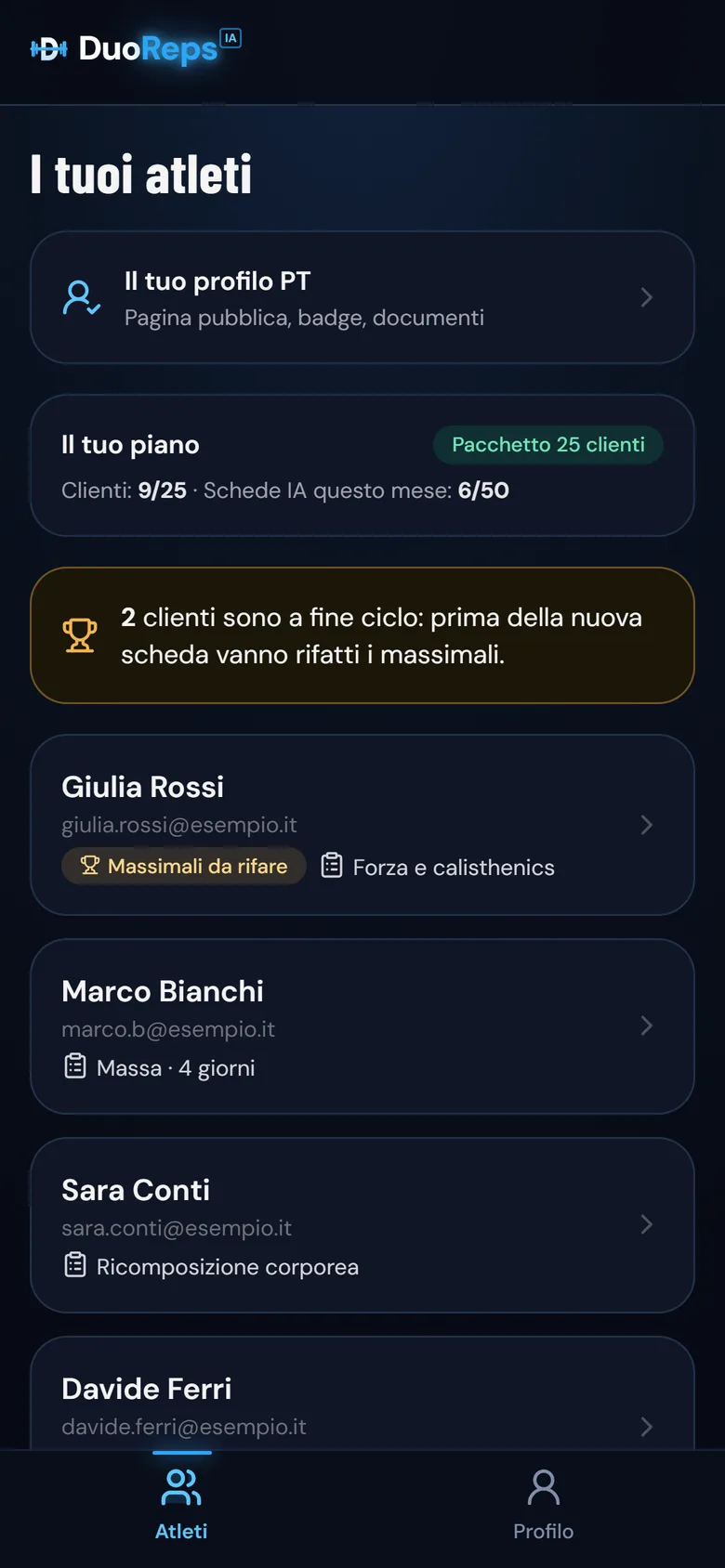 Tutti i tuoi clienti in una schermata